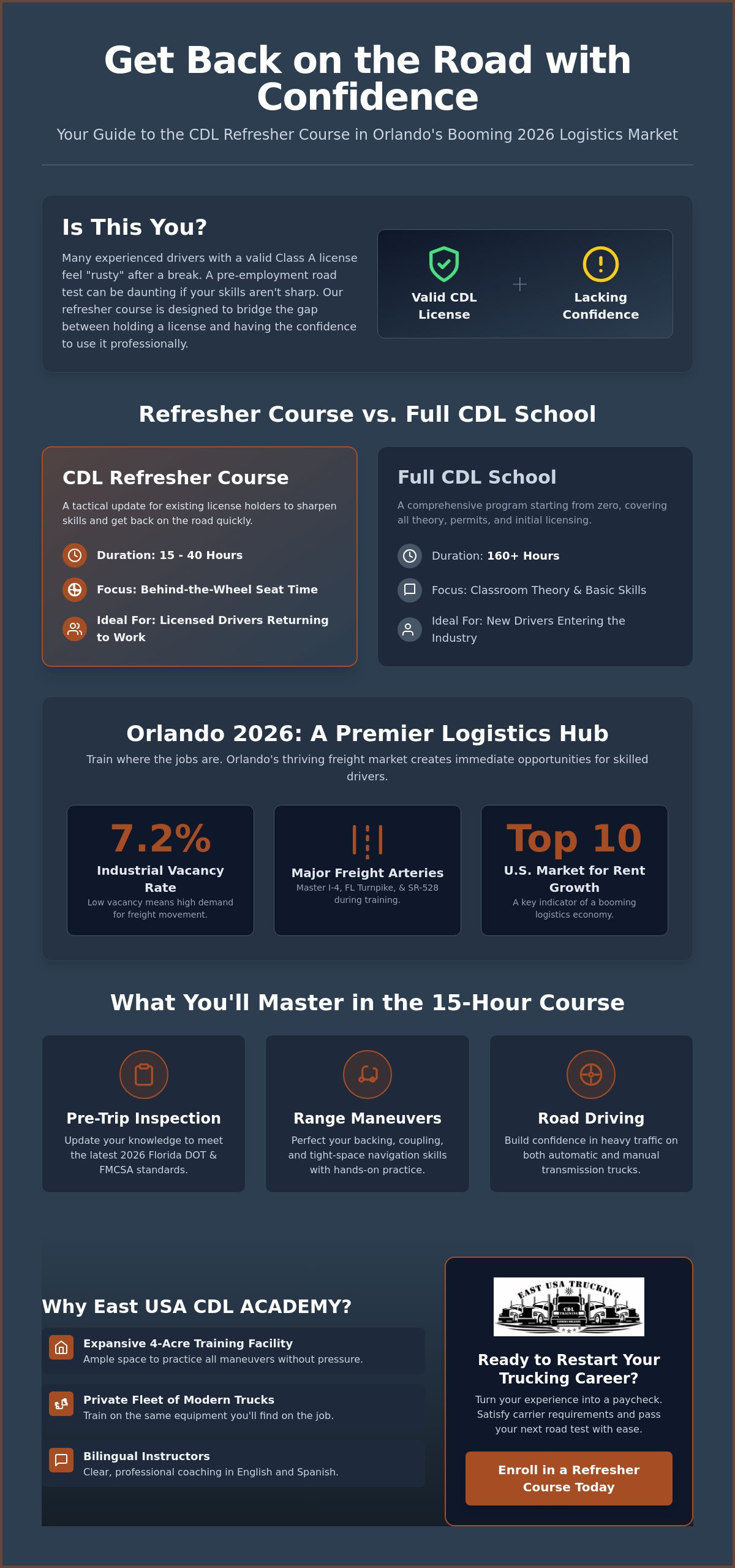 CDL Refresher Course Orlando: Get Back on the Road in 2026