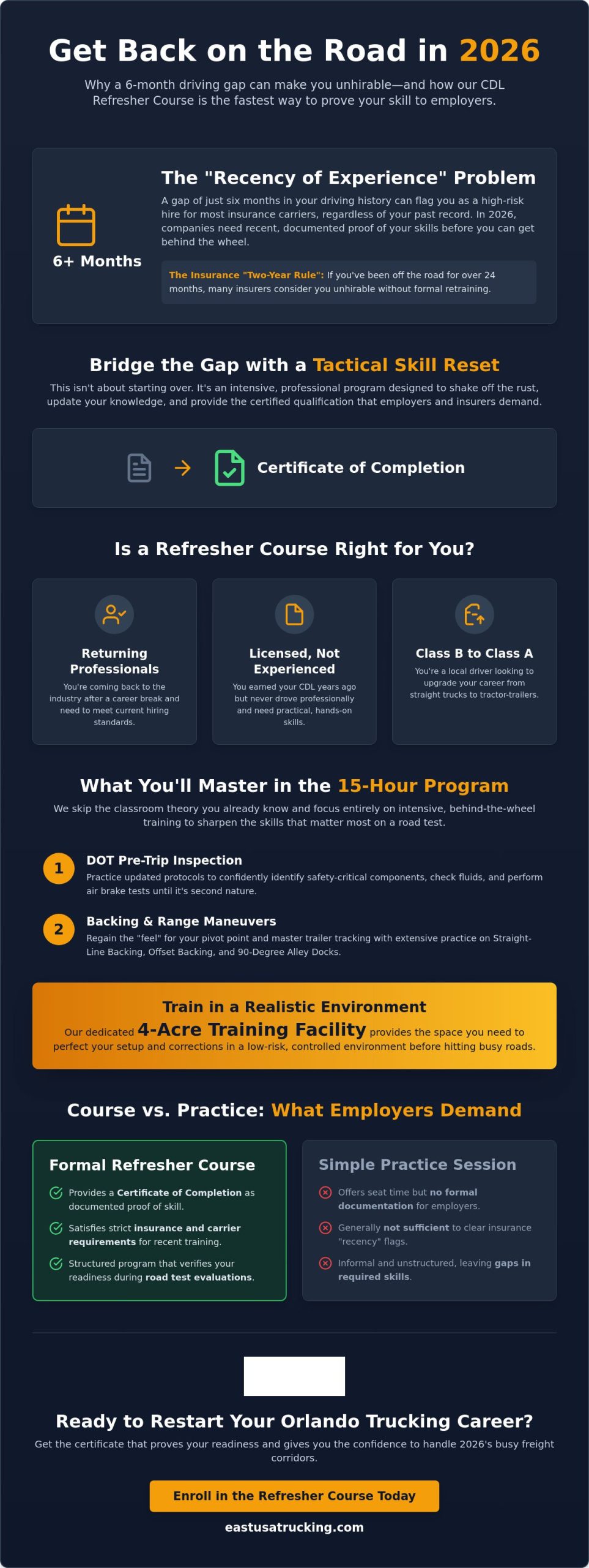CDL Refresher Course Orlando: Get Back on the Road with Confidence in 2026